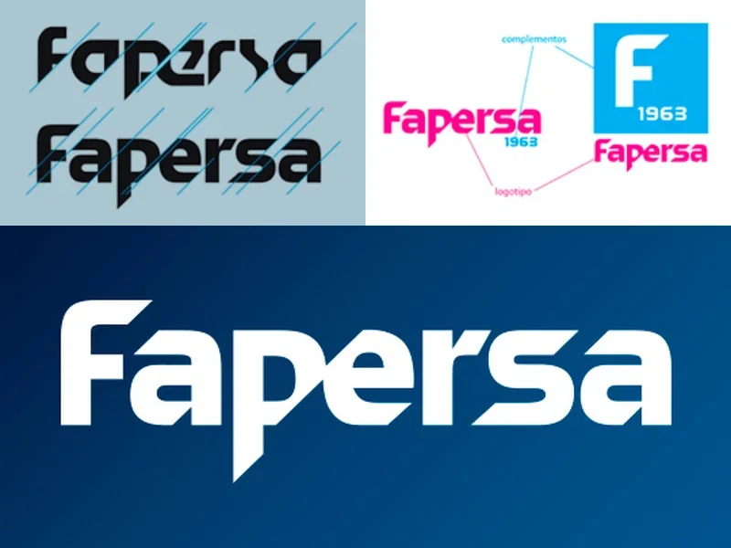 Fapersa logo sketches and the final mark
